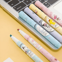 Cartoon Printed Highlighters (Pack of 6)